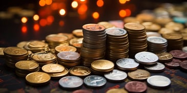 a stack of coins on a table