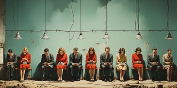 a group of people sitting on chairs