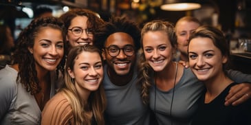 a group of people posing for a photo