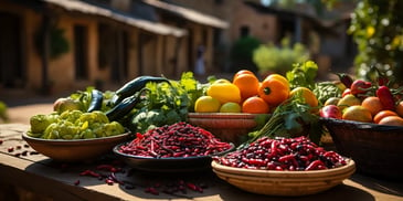 a group of bowls of vegetables and fruits