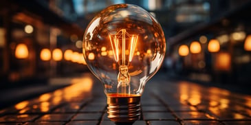 a light bulb on a tile surface