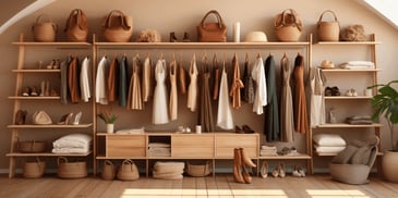 a closet with clothes and shoes