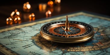 a compass on a map