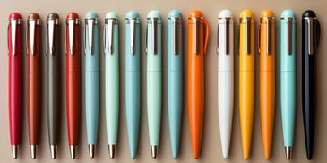 a row of pens in different colors