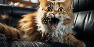 a cat with its mouth open