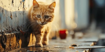 a cat walking on the ground