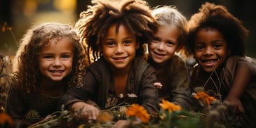 a group of children lying on the ground