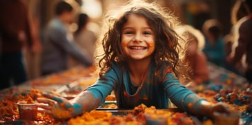 a child with paint on her face