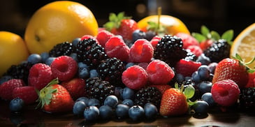 a pile of fruit on a table