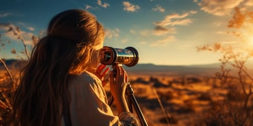 a person looking through a telescope