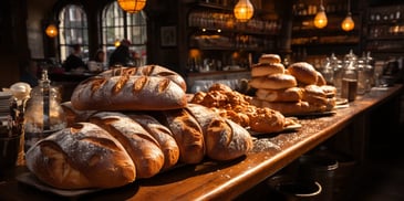 a table with different types of bread on it