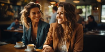 two women sitting at a table