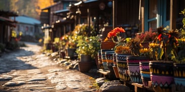 a row of flower pots