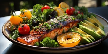 a plate of food with vegetables