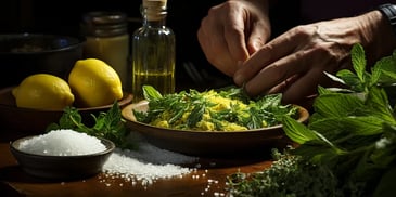 a person's hands preparing food