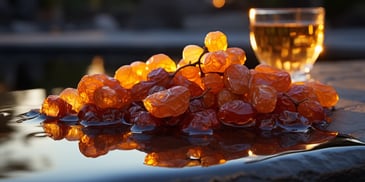 a bunch of grapes on a table