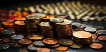 a stack of coins on a table