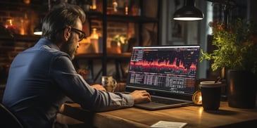 a person sitting at a desk working on a laptop