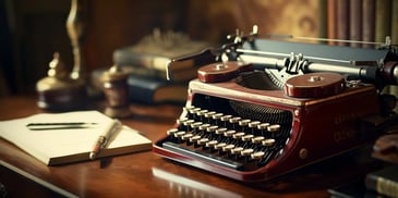 a typewriter on a desk