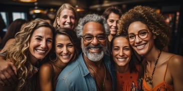 a group of people posing for a photo