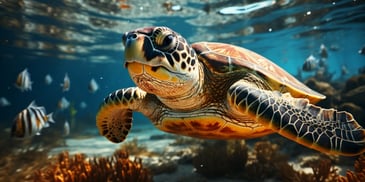 a turtle swimming in the water