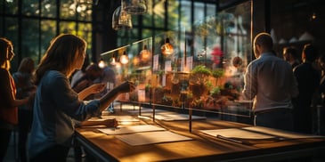 a person looking at a display