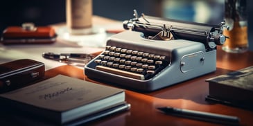 a typewriter on a desk