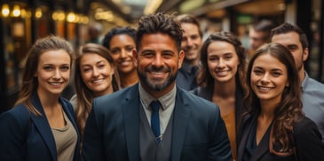 a group of people posing for a photo