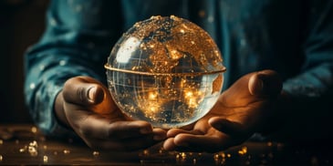 a person holding a globe