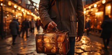 a person holding a brown bag