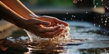 a person washing their hands in water