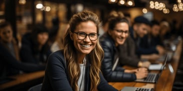 a person smiling at camera