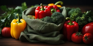 a bag of vegetables on a table